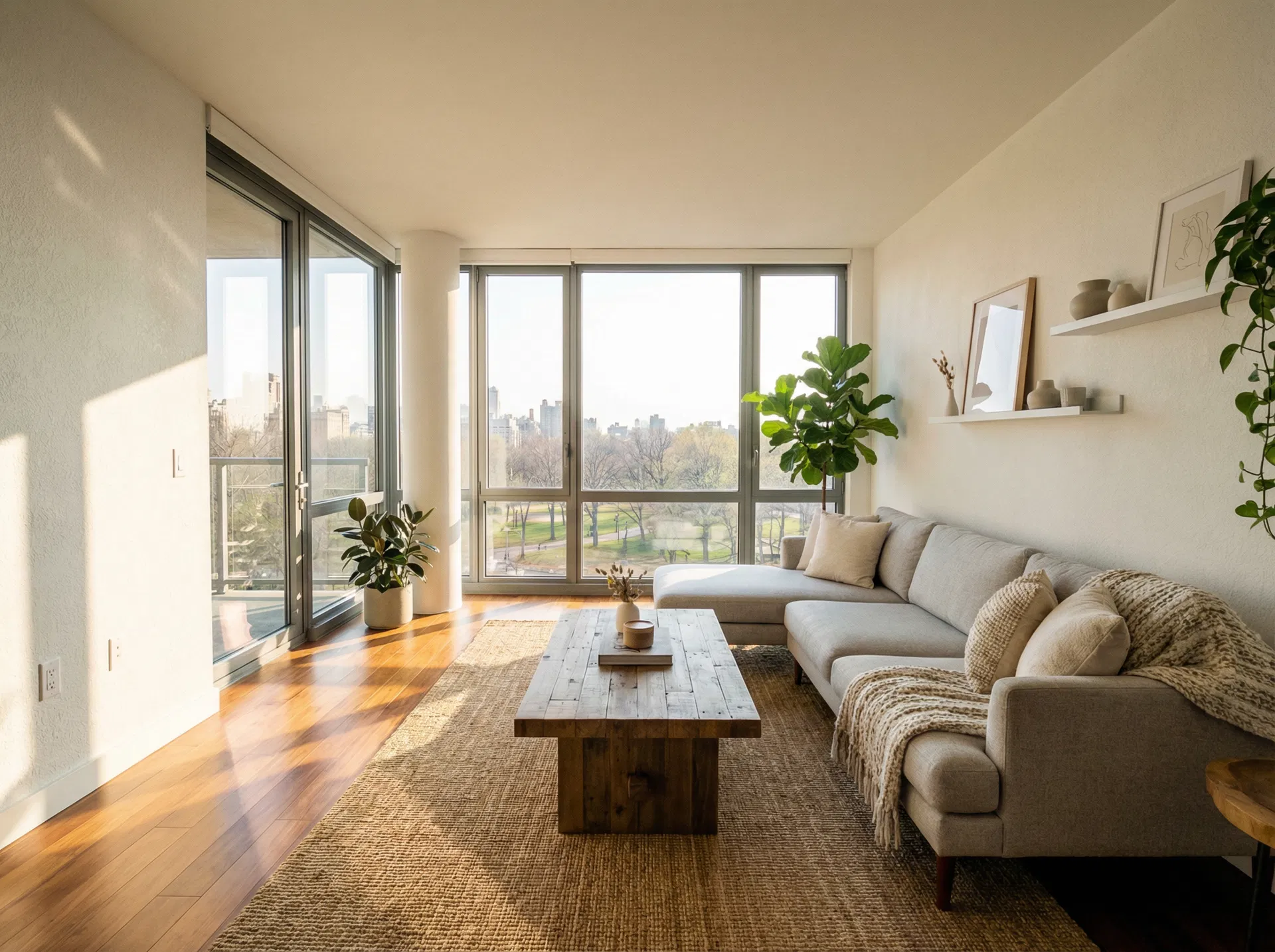 Modern apartment interior with natural light