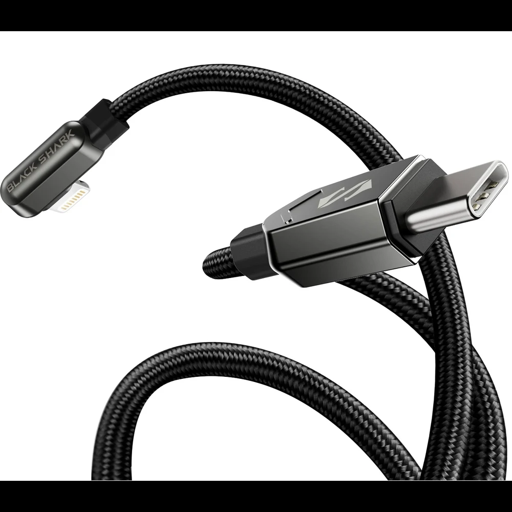 Black Shark Right-angle Lightning to USB-C Cable