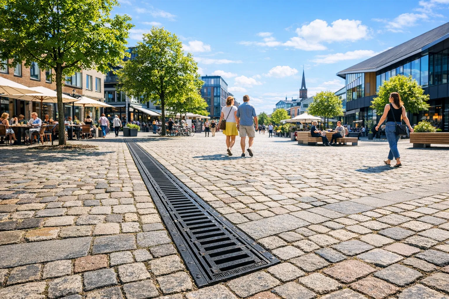 Kraftig regn på dansk byplads – klimatilpasning og linjeafvanding