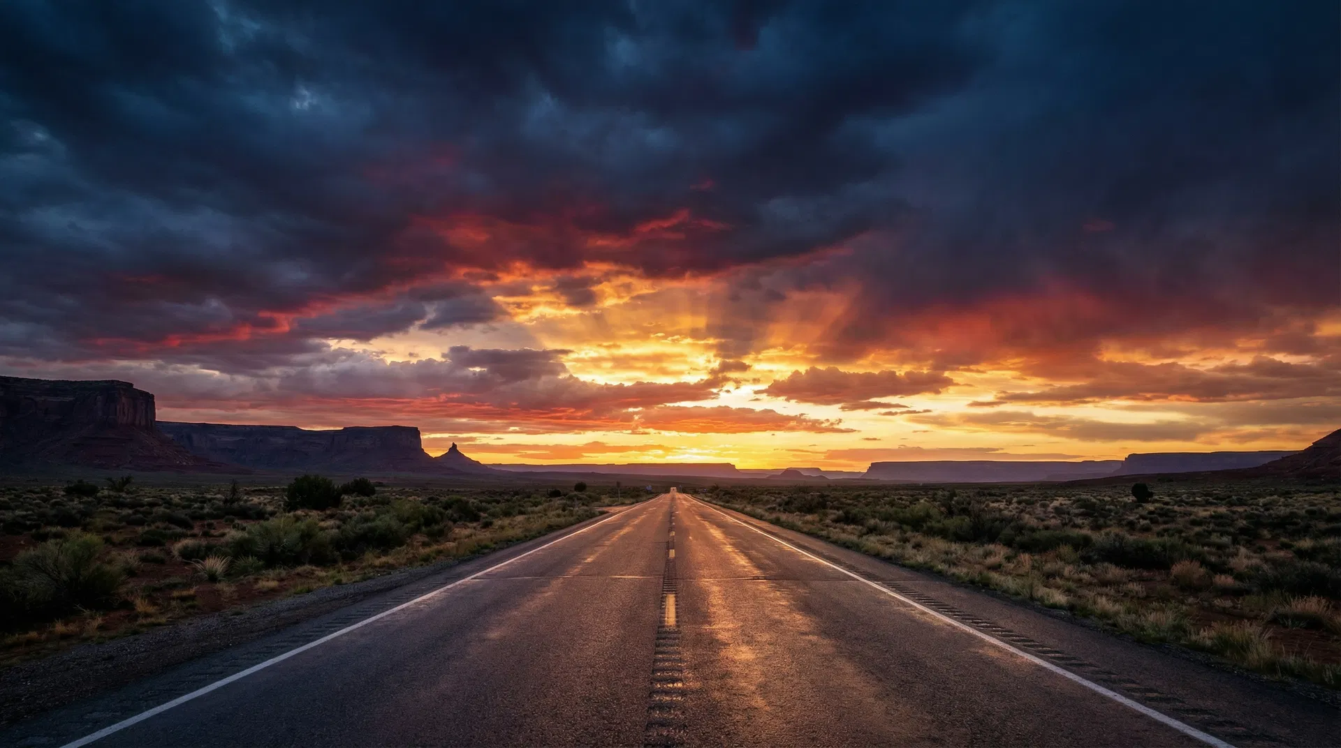 Open road at dawn