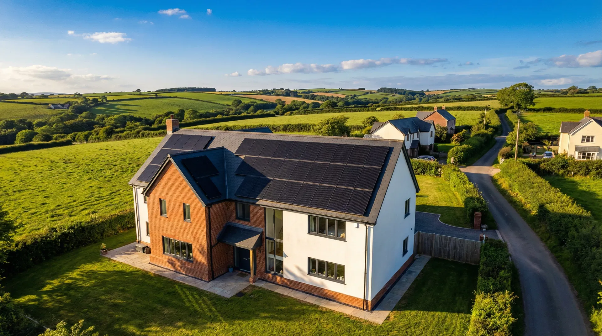 Solar panels on a Devon home
