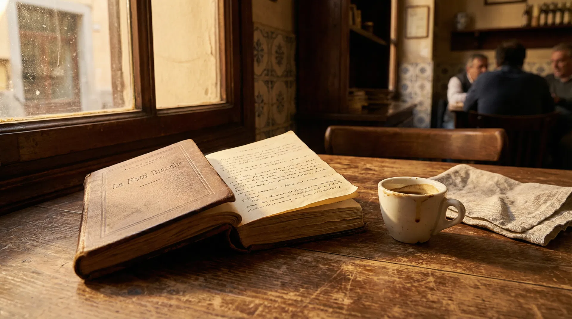 Libro e caffè in un bar napoletano