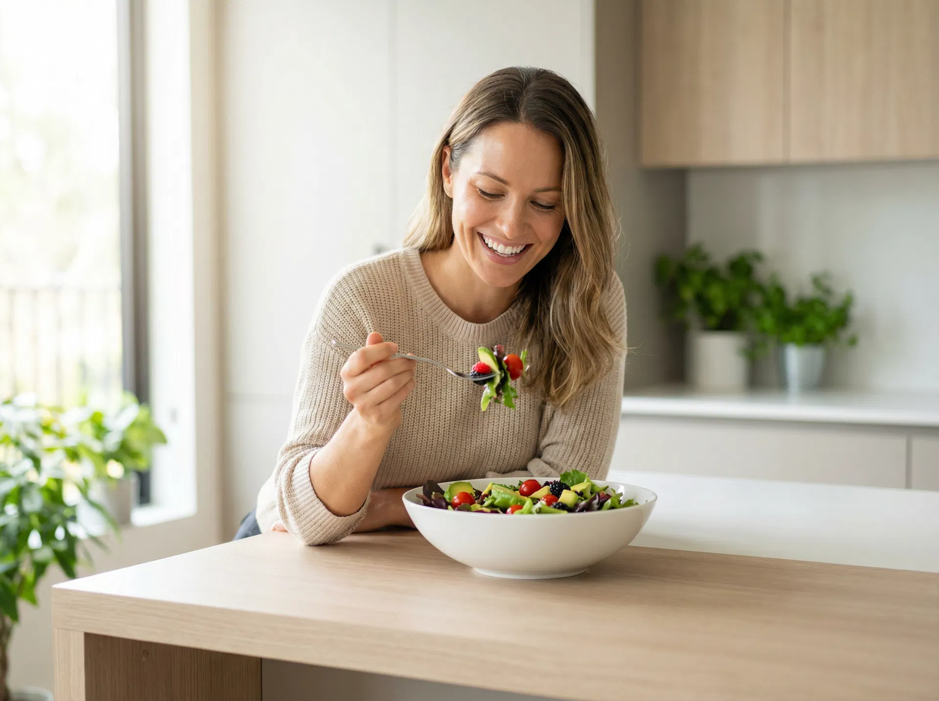 Woman enjoying a healthy meal