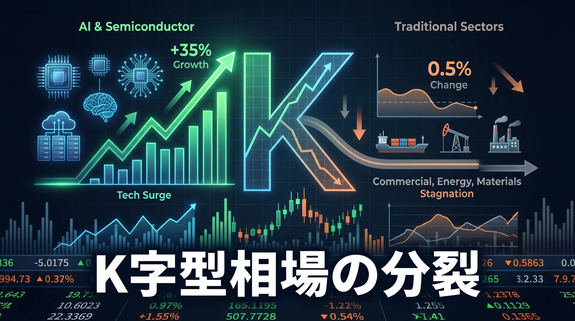 K字型相場の分裂