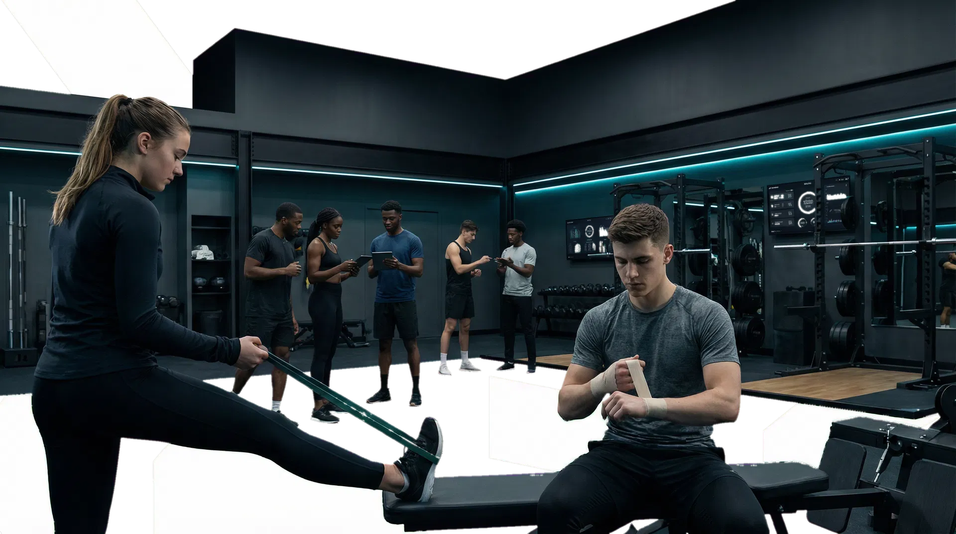 Diverse young athletes in a performance training environment