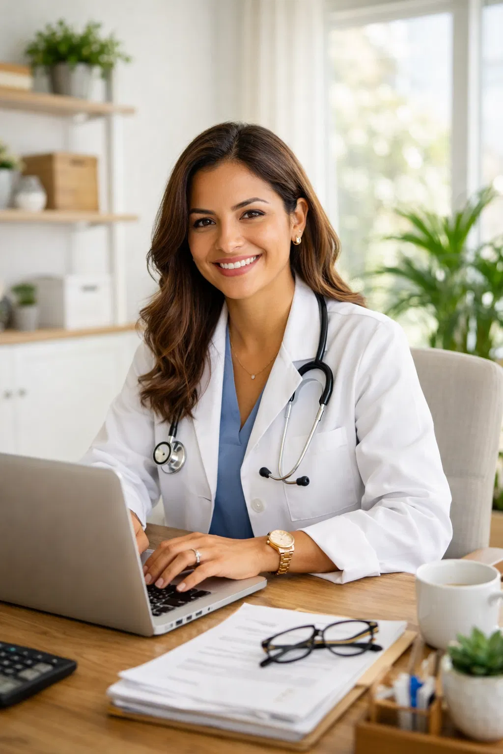 Profissional da saúde com finanças organizadas