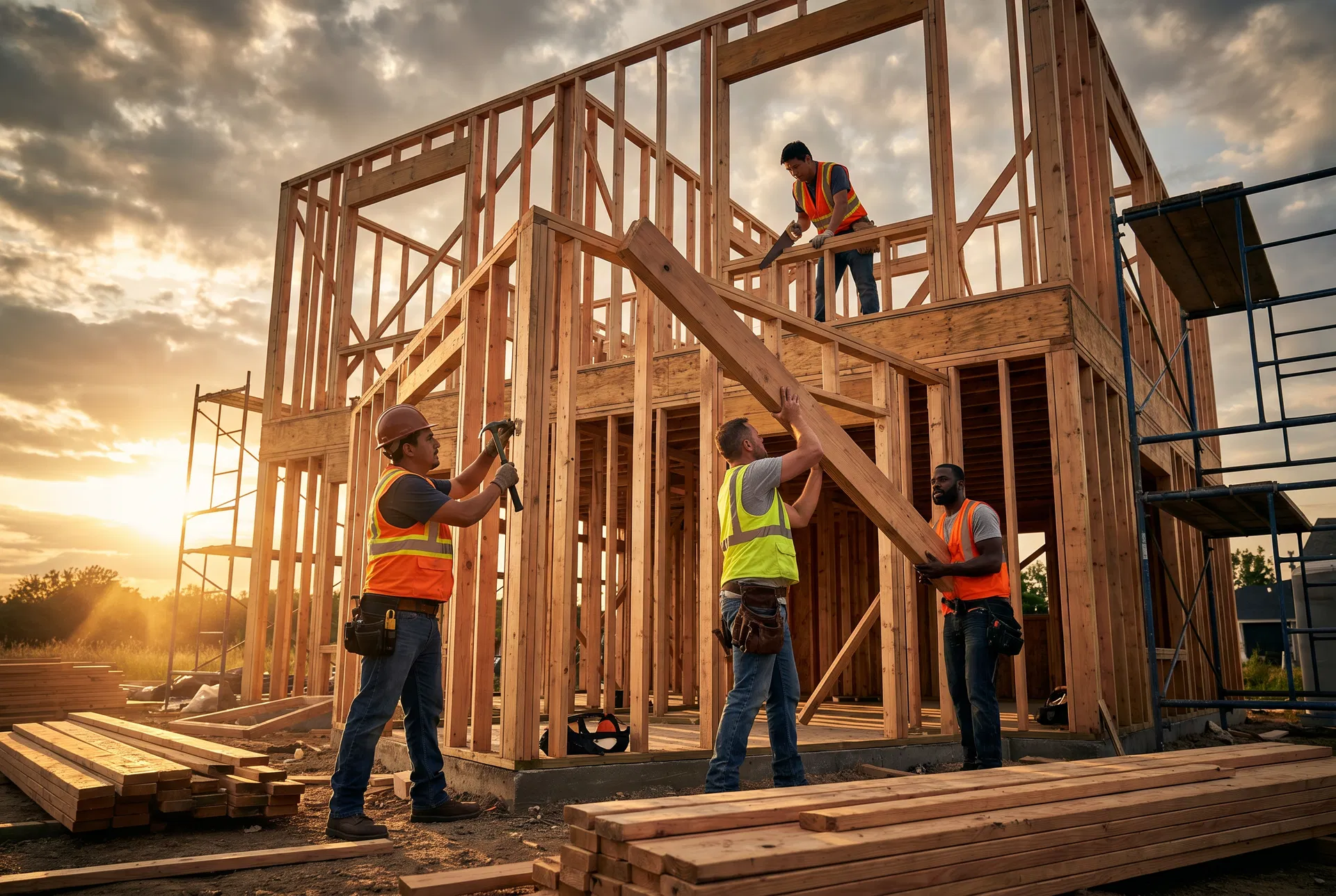 Bailey Bros Contracting crew framing residential structure in New Jersey — licensed general contractor