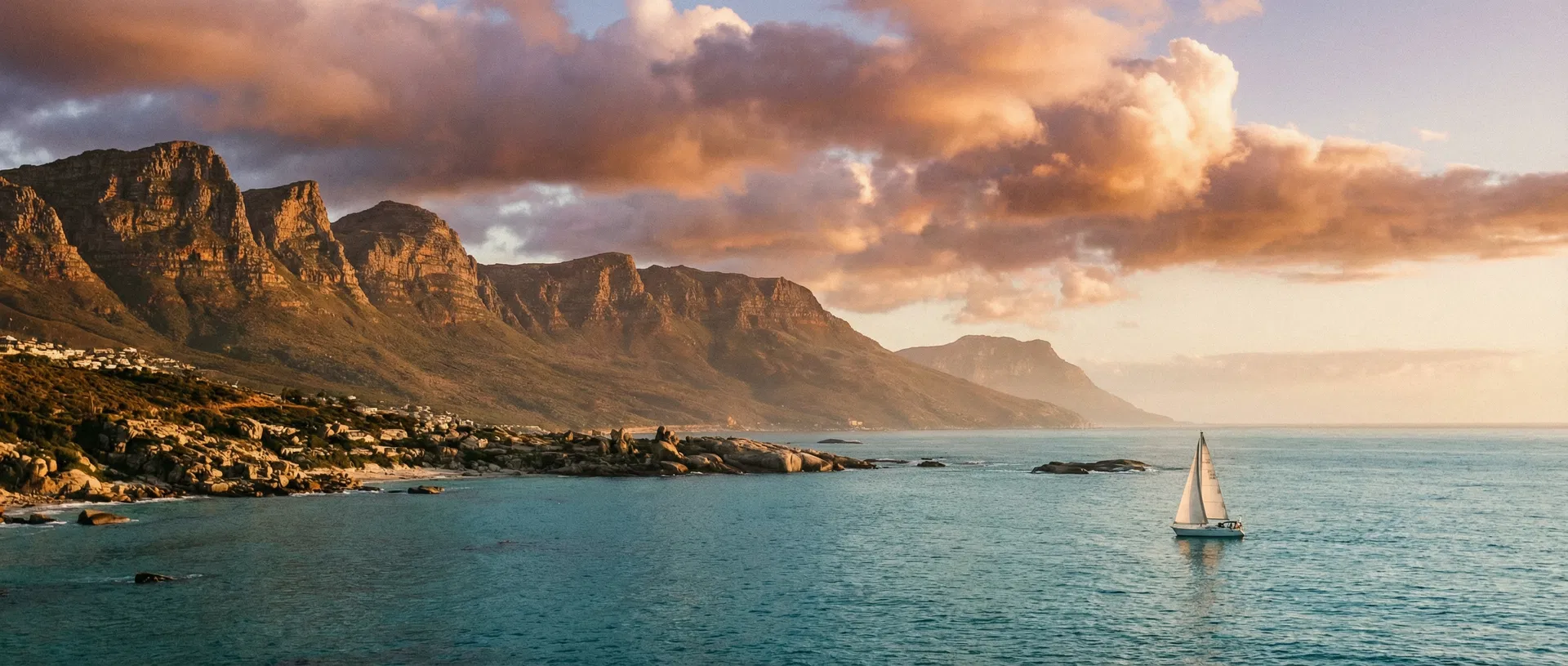 Twelve Apostles mountain range and Atlantic Ocean, Cape Town