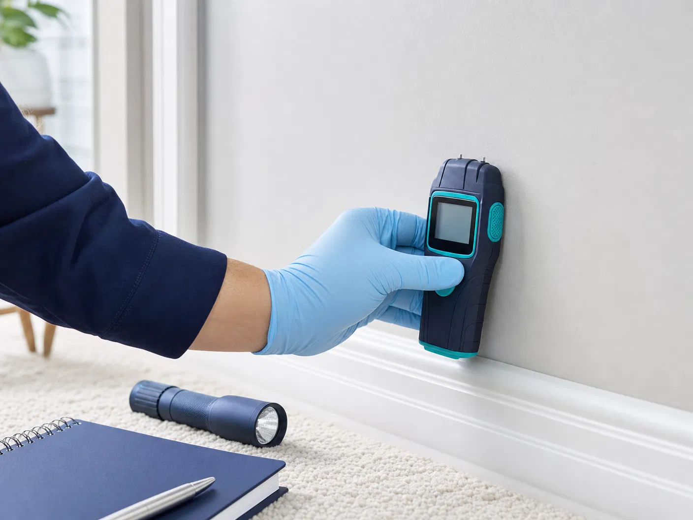 Moisture meter used during mold inspection