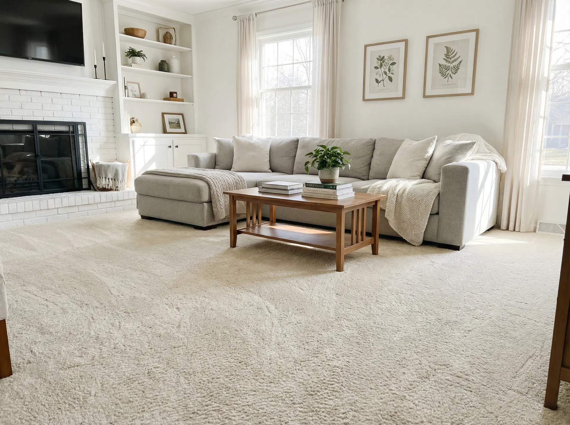 Clean living room after professional carpet cleaning in Rockford IL