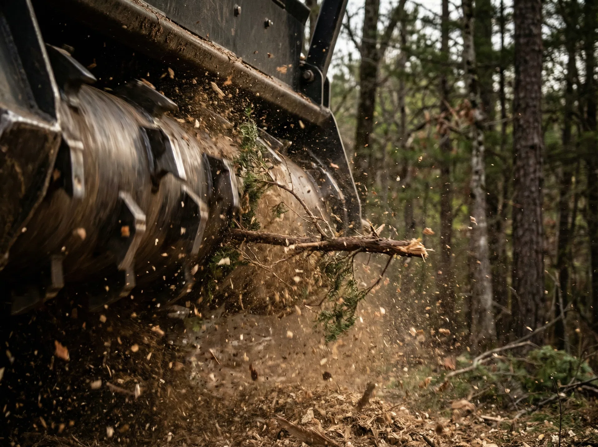 Forestry mulcher in action