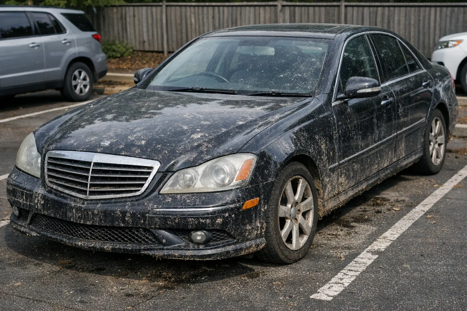 Full Exterior Detail — Black Sedan - Before