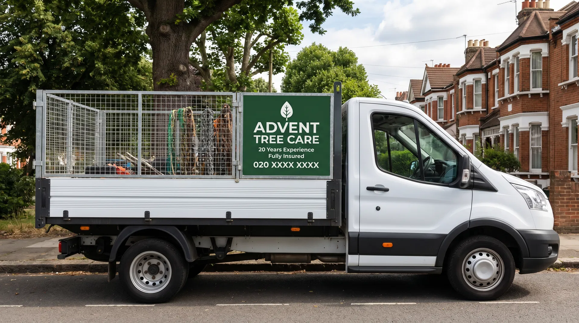 Advent Tree Care branded caged transit van