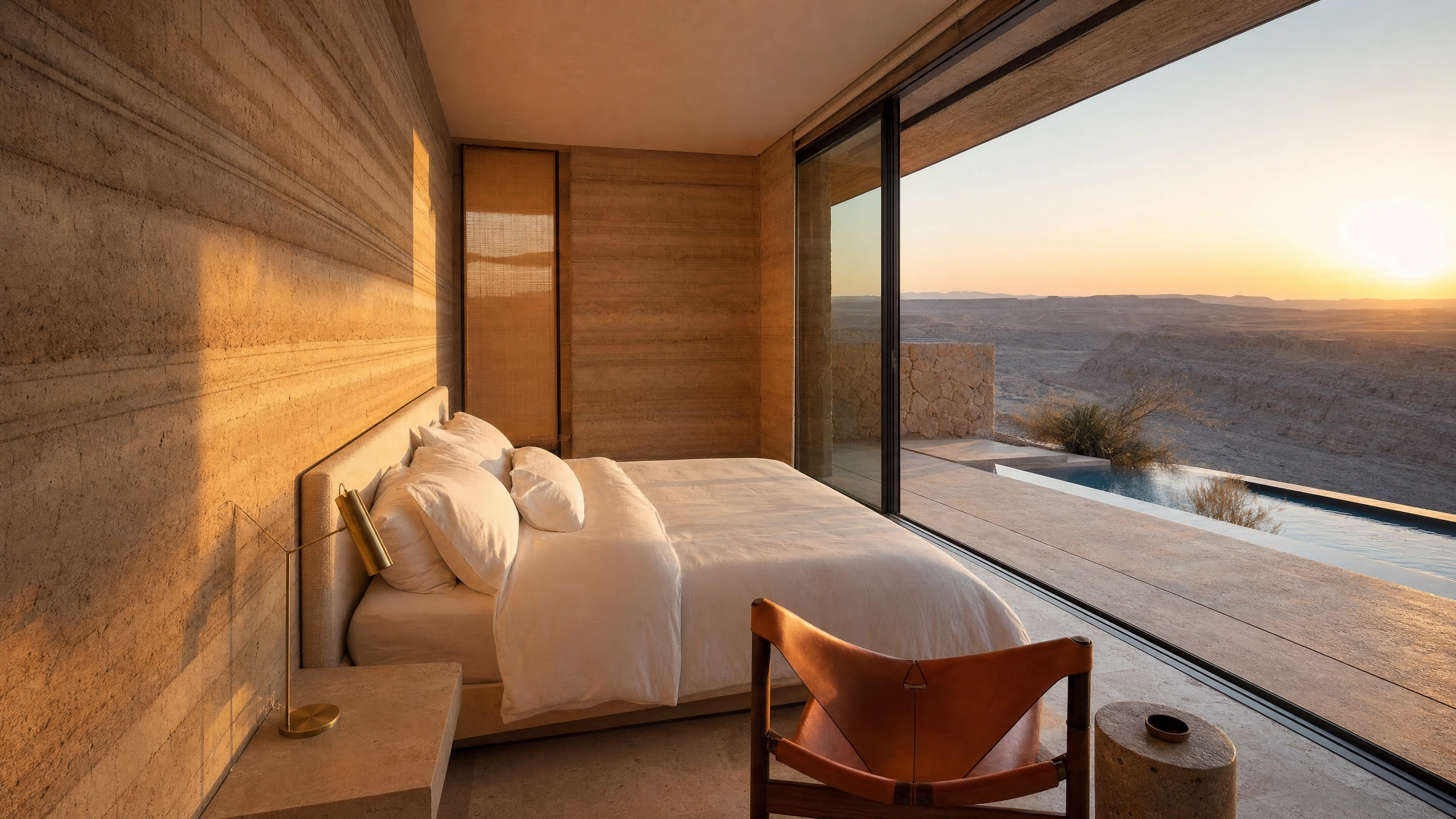 A Sanctuary villa interior at golden hour