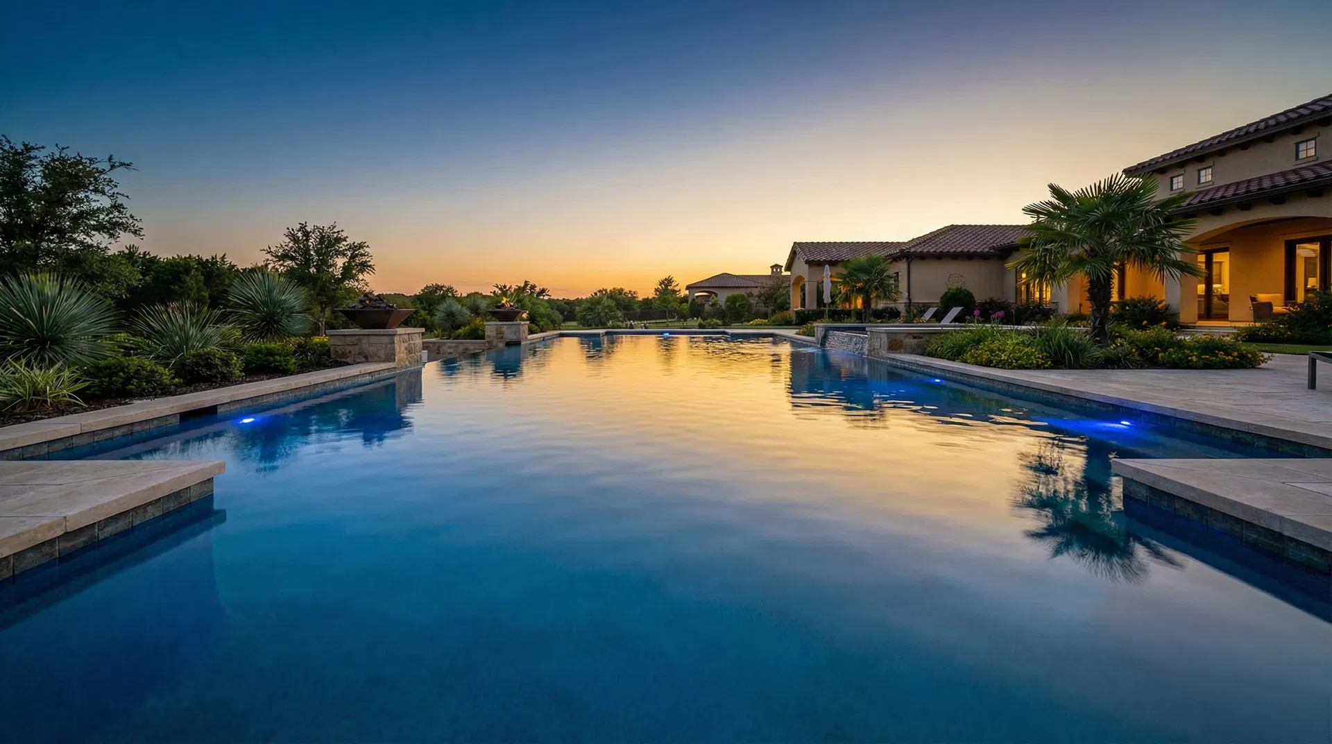 Luxury pool at golden hour