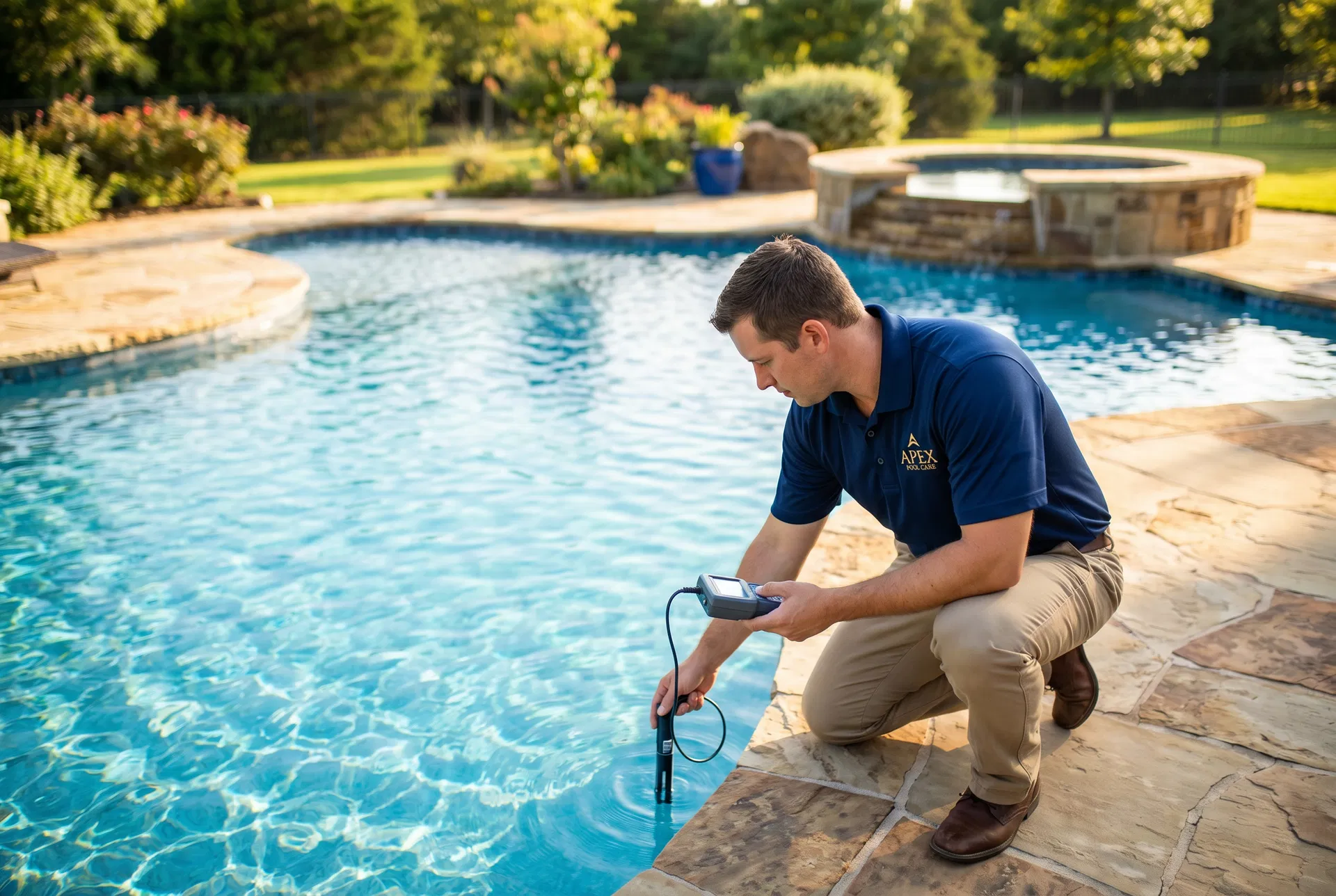 Aurum Pools professional technician testing pool water