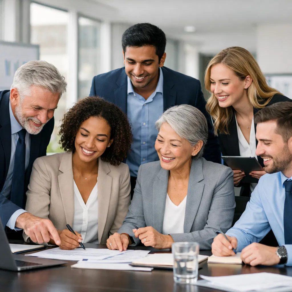 Diverse professional consulting team