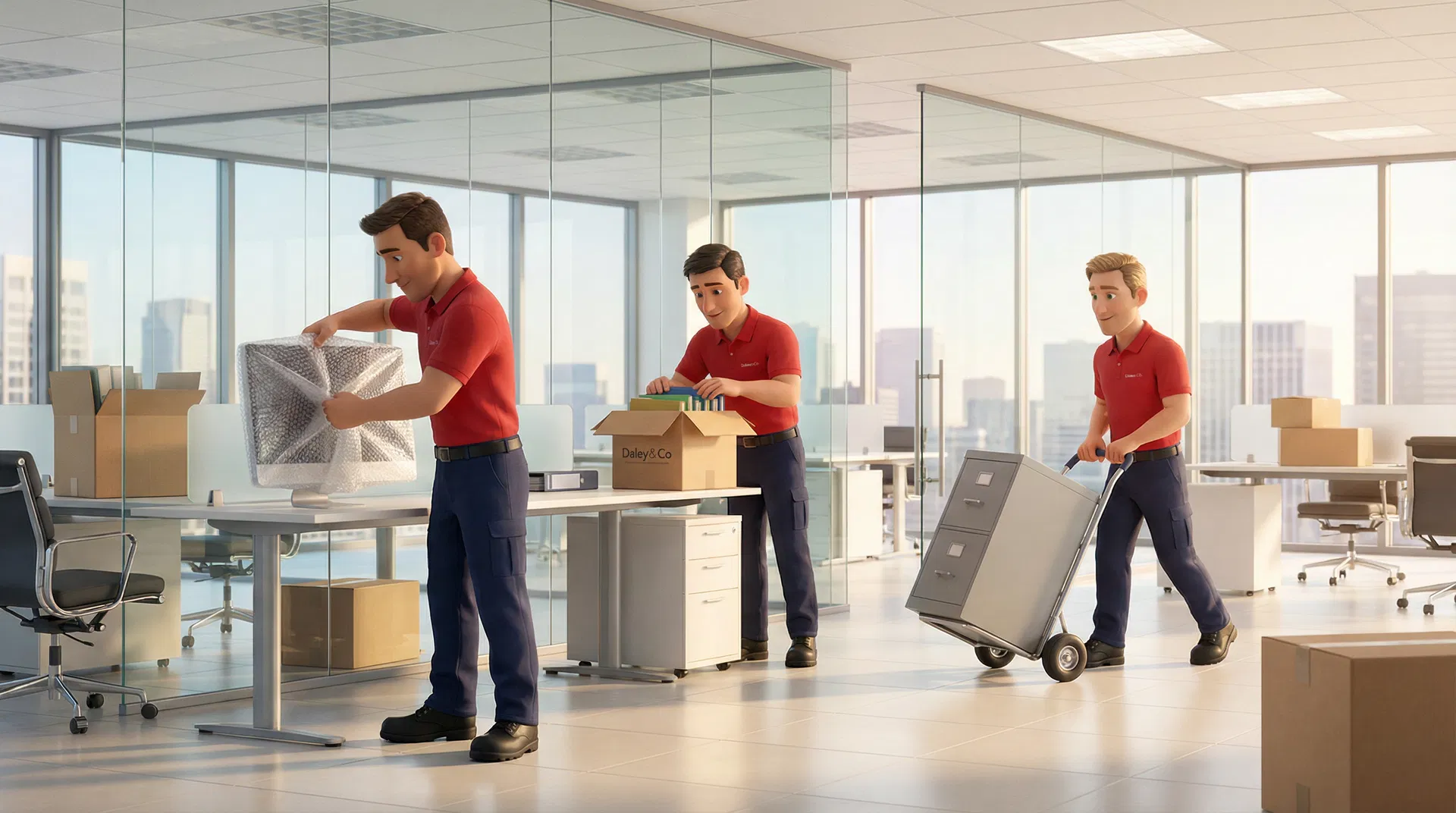 Daley & Co team packing an office for relocation