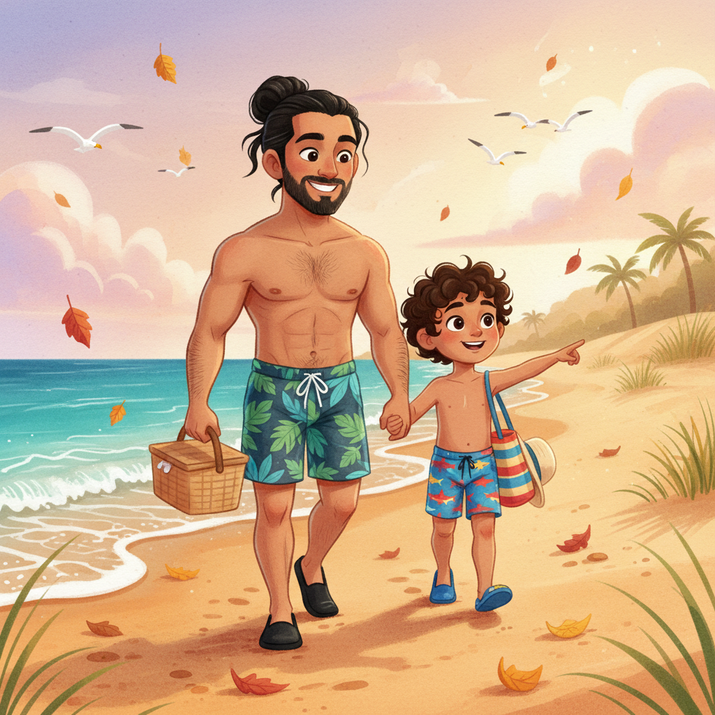 Dada and Leo's Autumn Beach Adventure