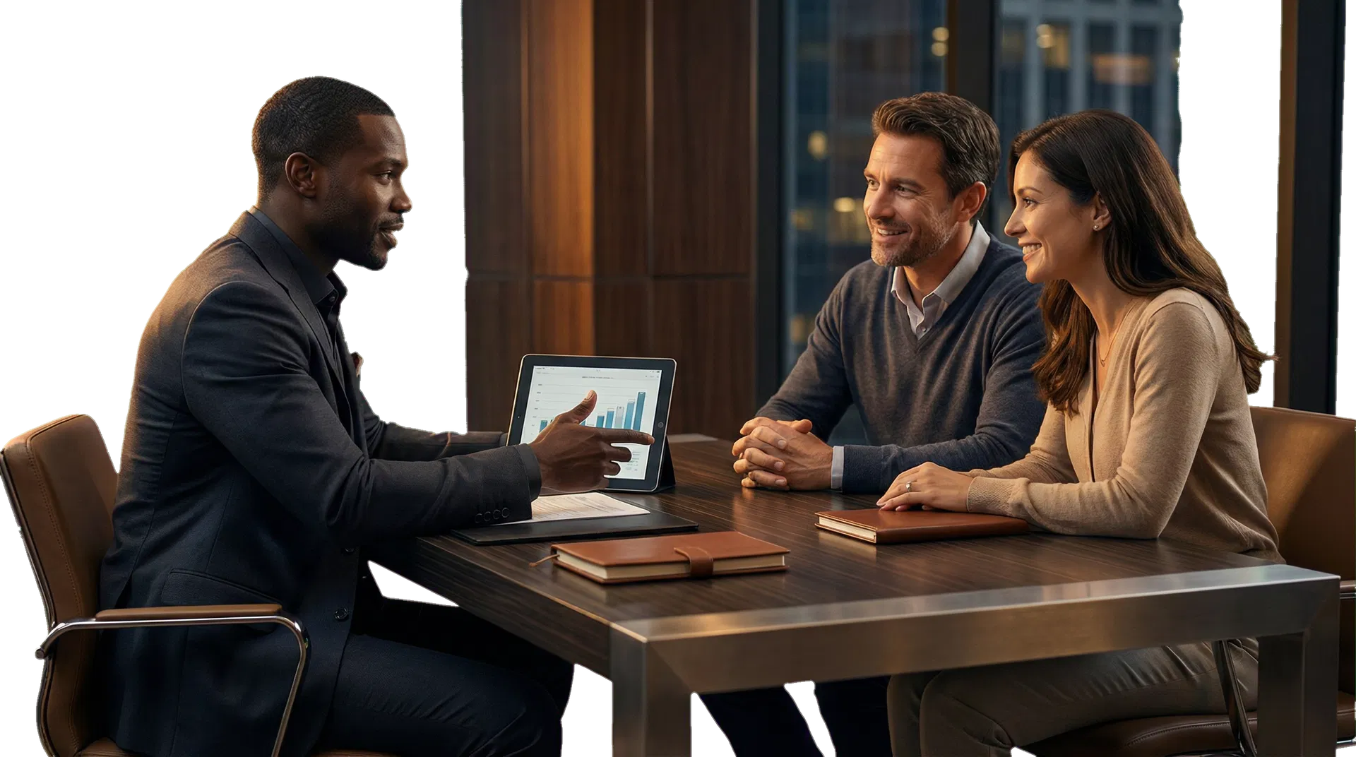 Consultation scene representing quote and strategy sessions