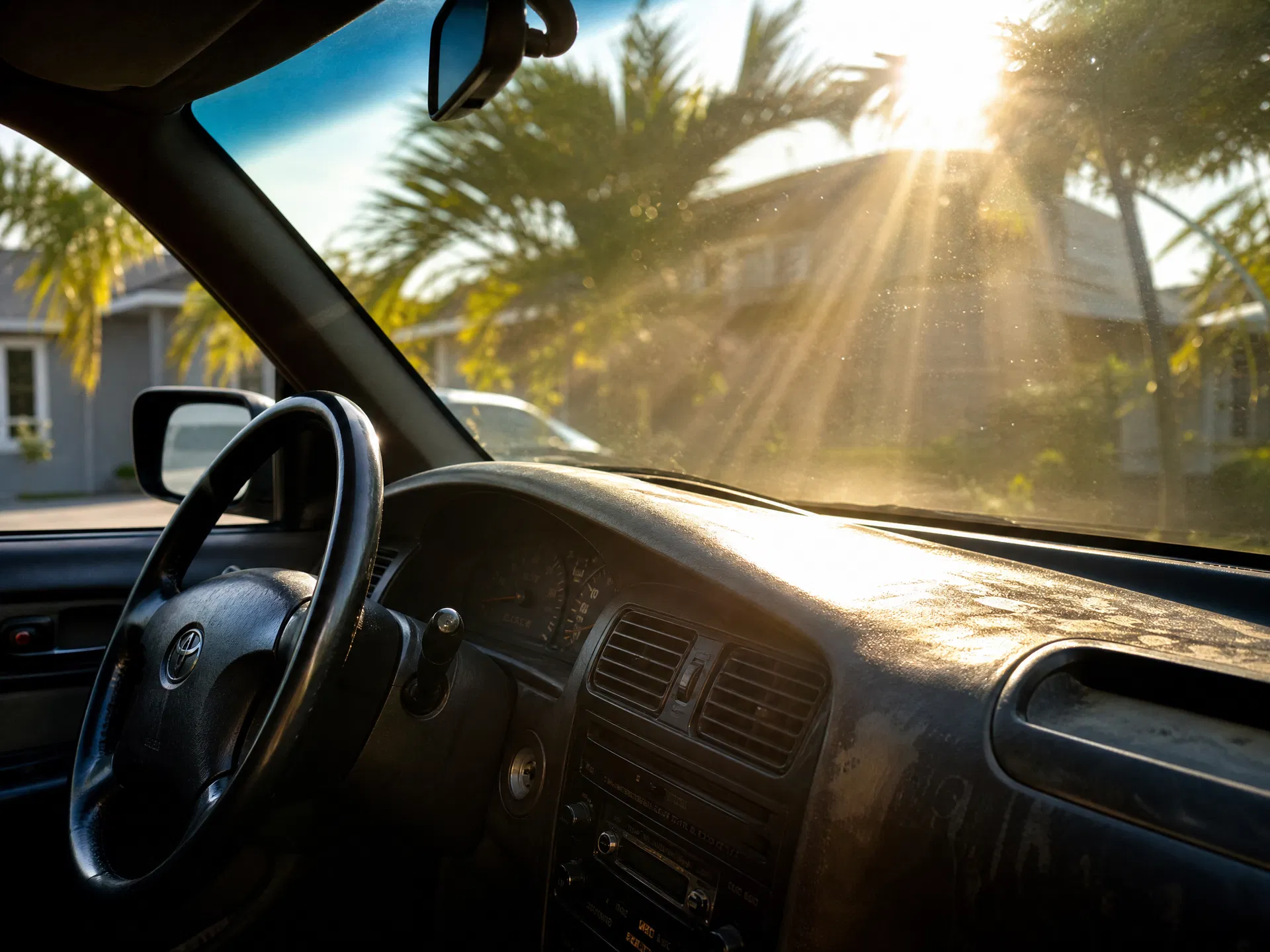 Car interior in Florida sun