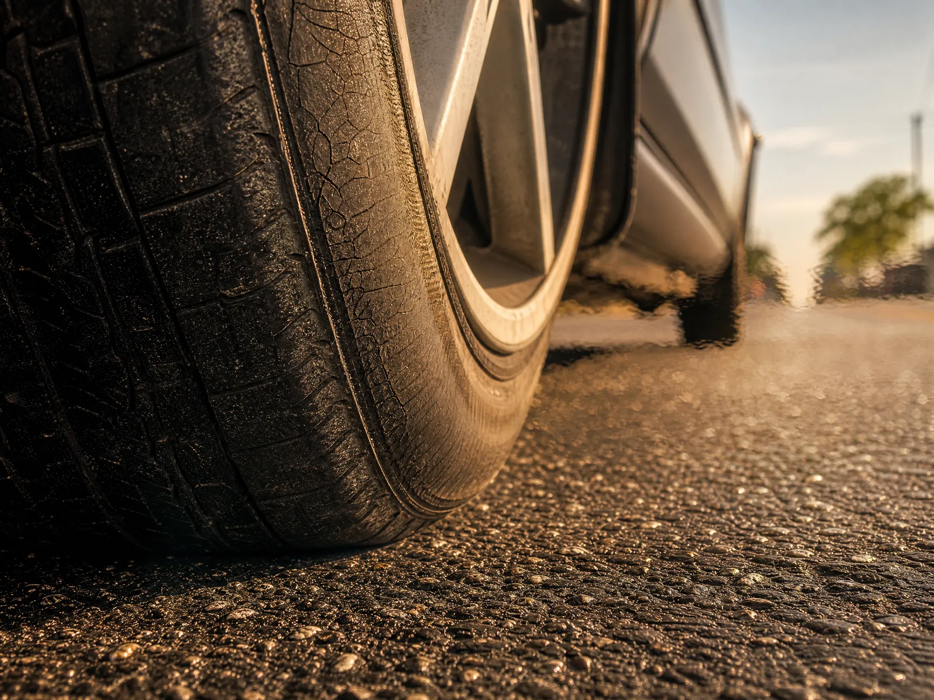 Tire on hot Florida asphalt