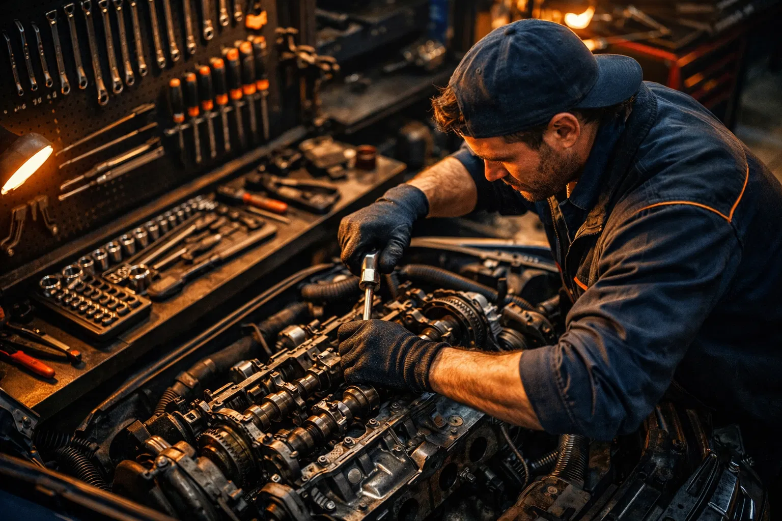 Professional mechanic workspace