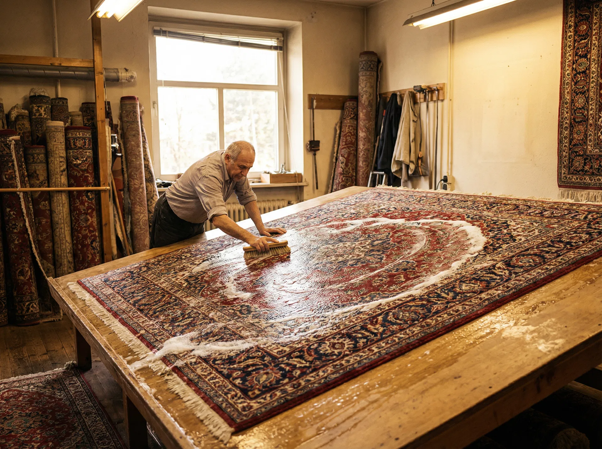 Professionelle Teppichreinigung per Hand