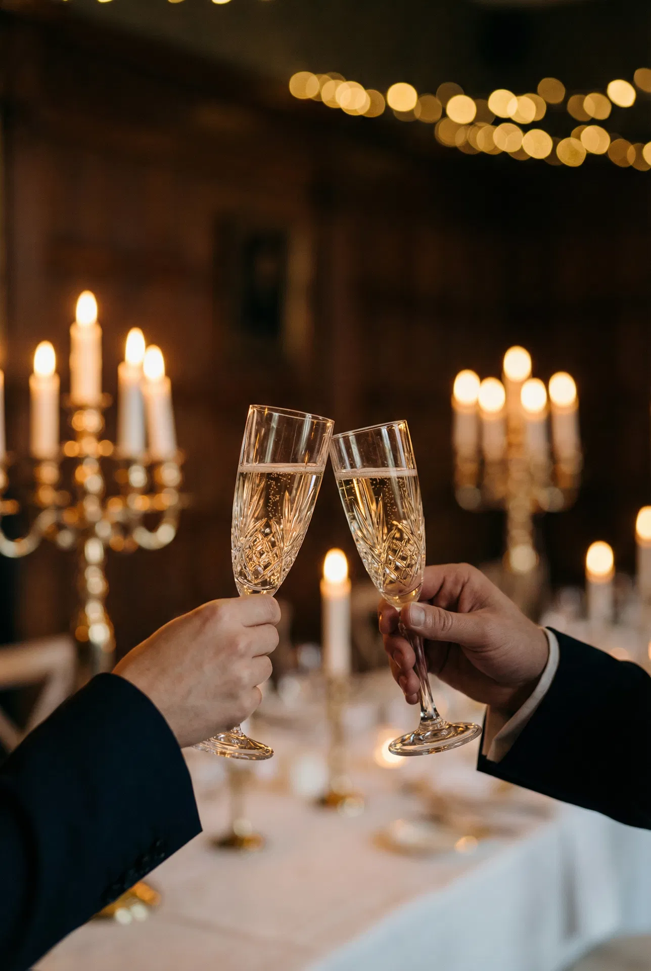 Champagne toast at a luxury private dinner