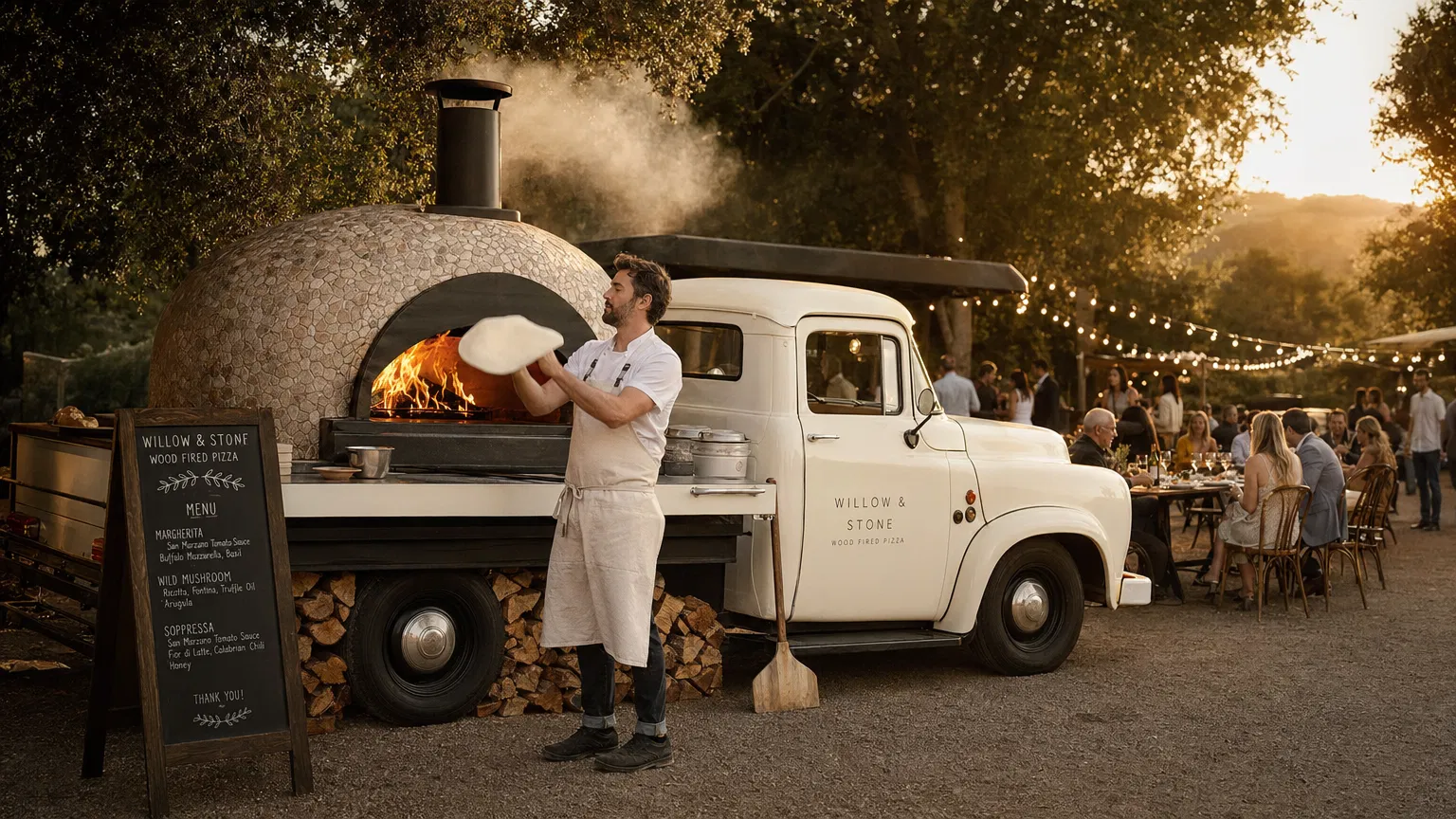 Pedalling Pizza Palace food truck with wood-fired oven