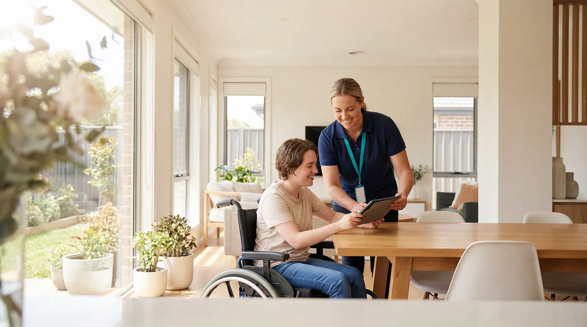 AUSnew Support Services - disability support worker with participant