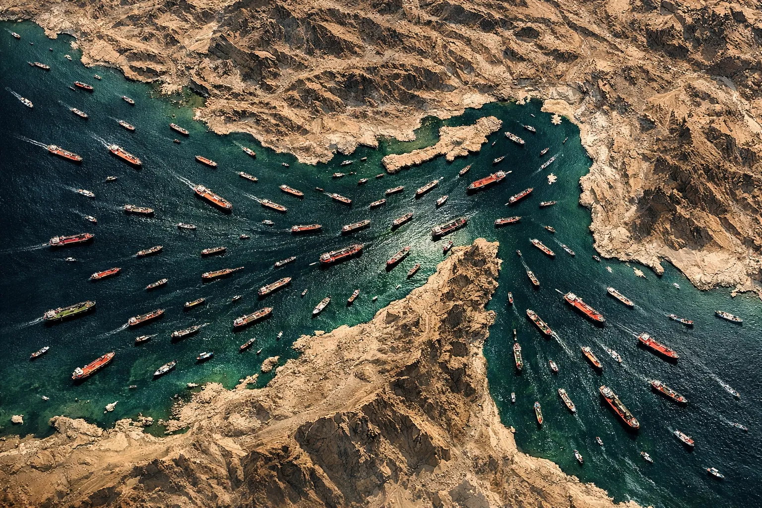Strait of Hormuz - Hundreds of tankers anchored
