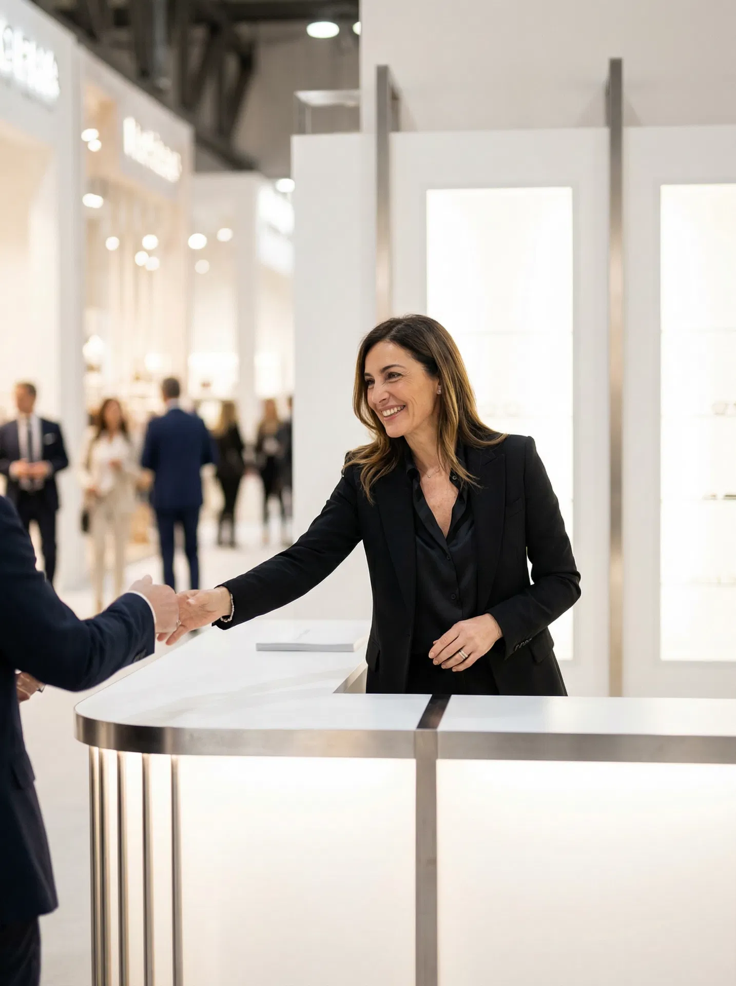 Hostess accoglienza stand fiera Milano