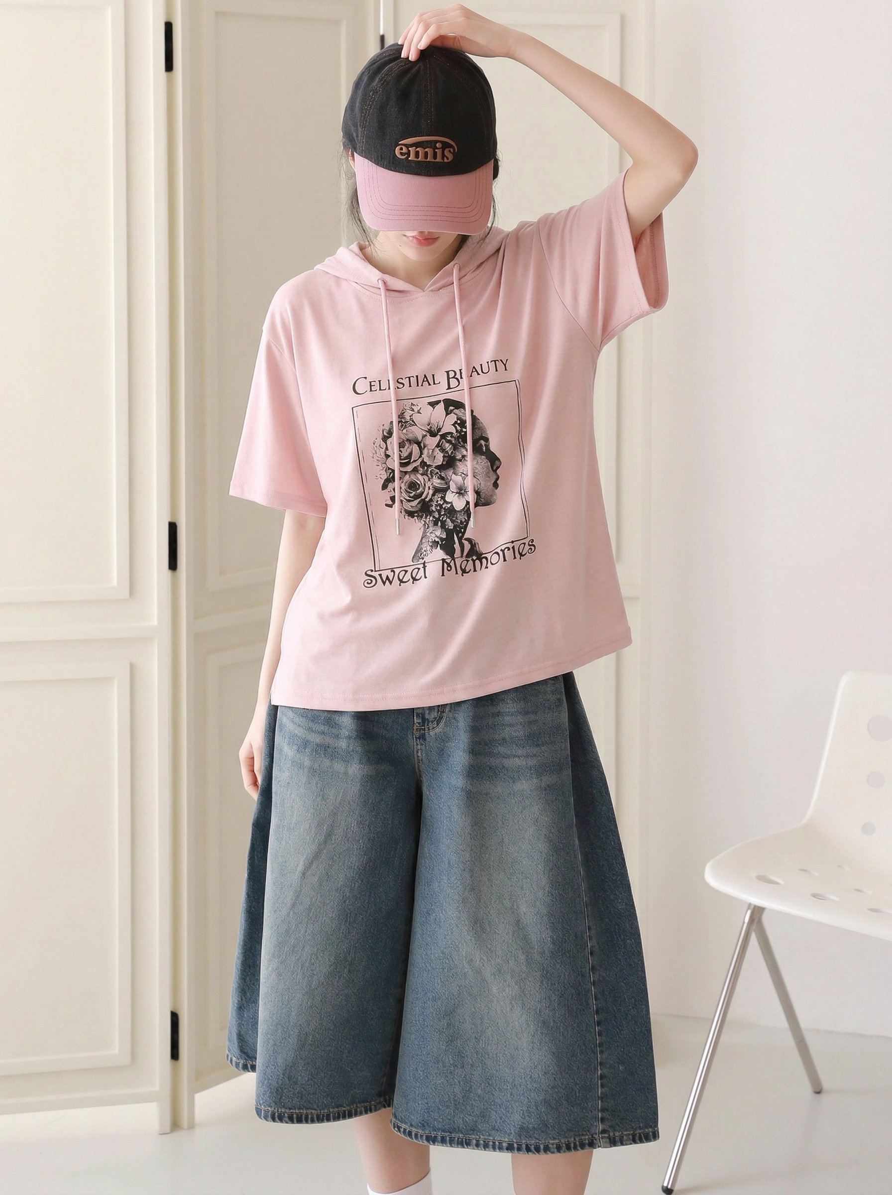 (10장묶음) 레이디 후드 반팔 티셔츠