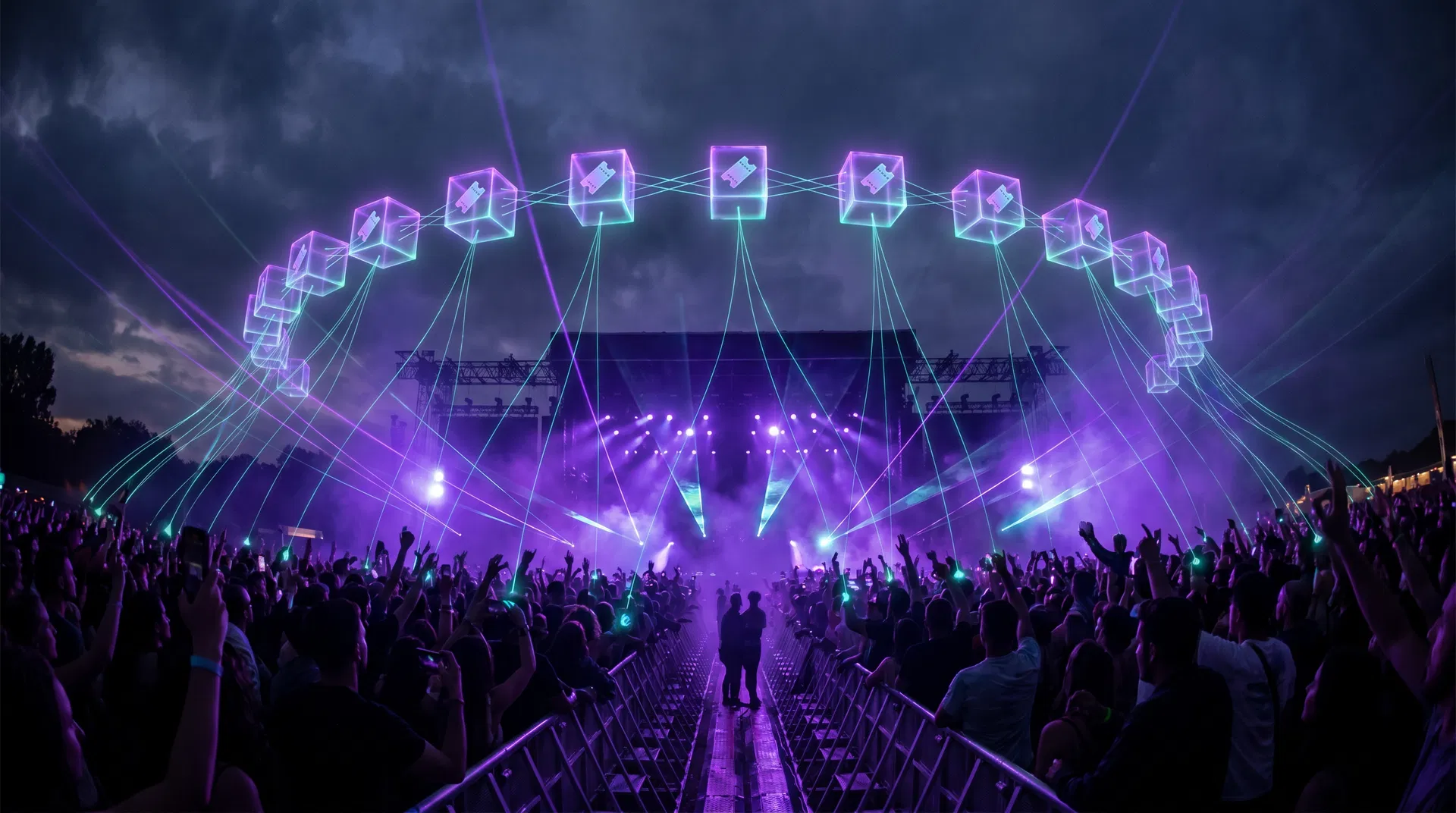 Arena filled with violet lights