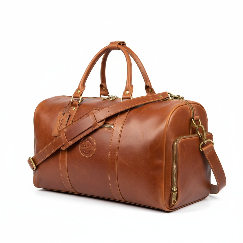 KomalC Leather Travel Duffel Bag