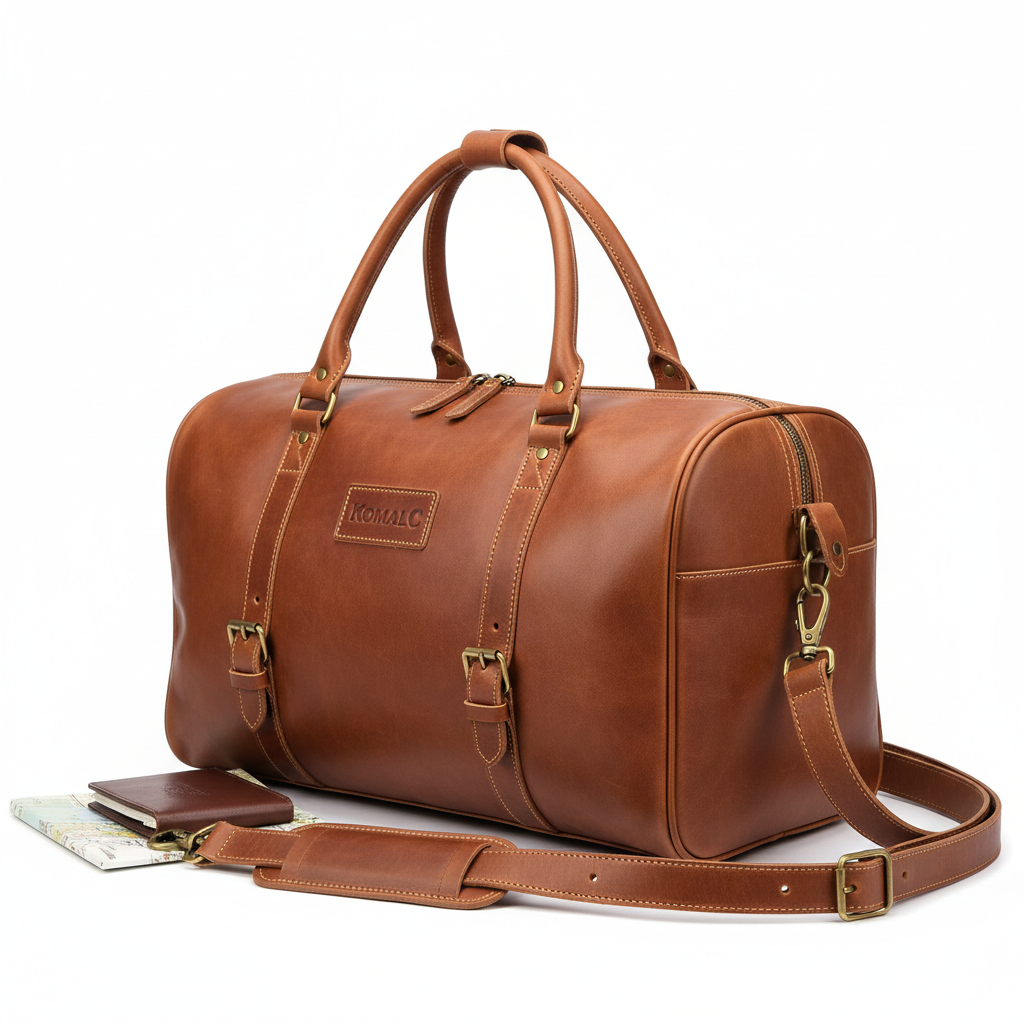 KomalC Leather Duffel Bag