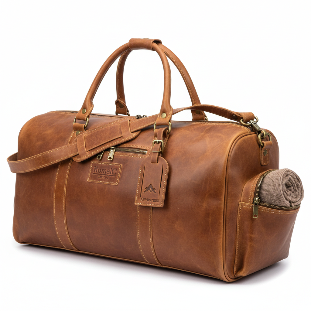 KomalC Leather Duffel Bag