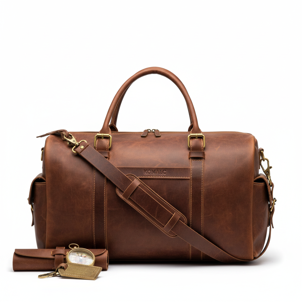 KomalC Leather Duffel Bag