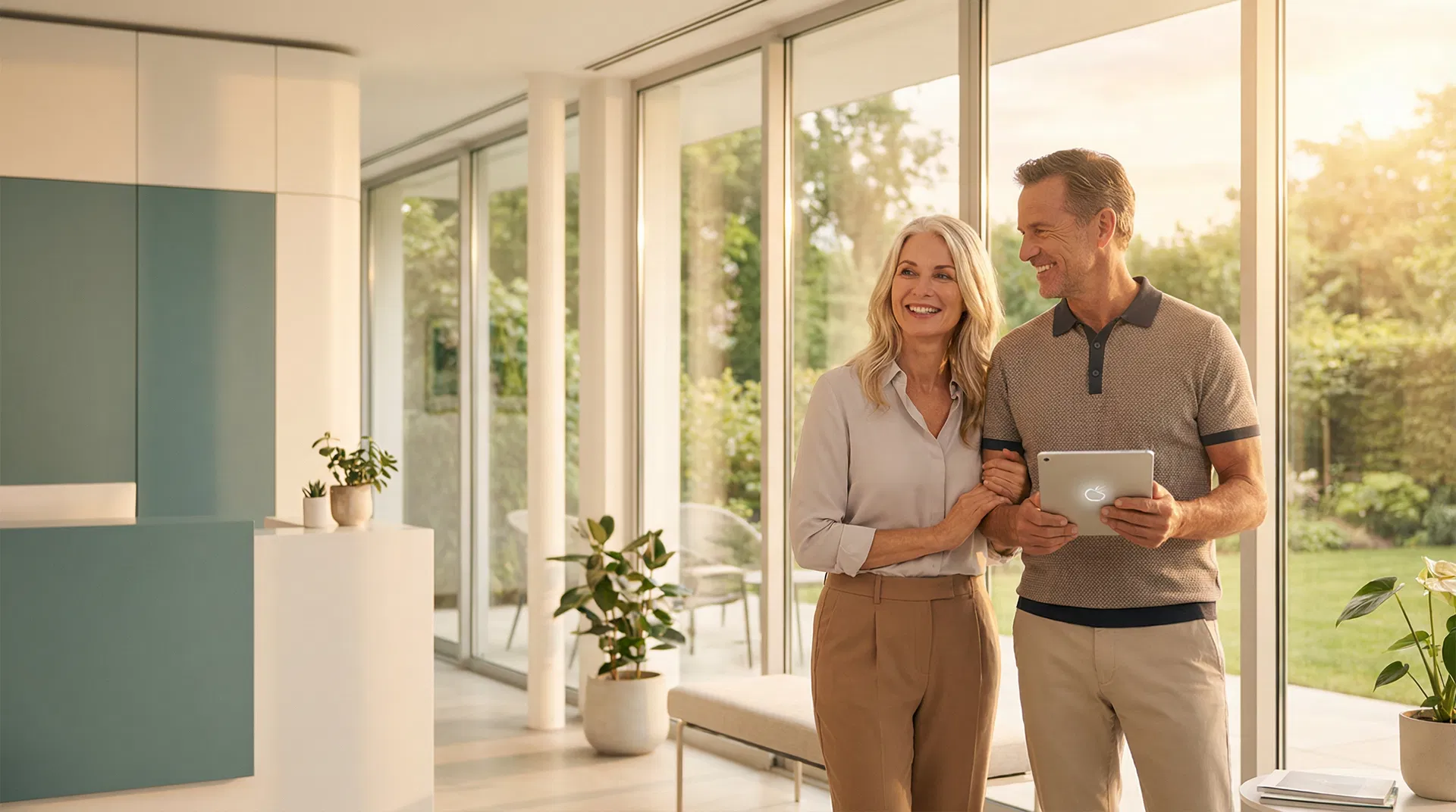 Healthy couple at longevity clinic
