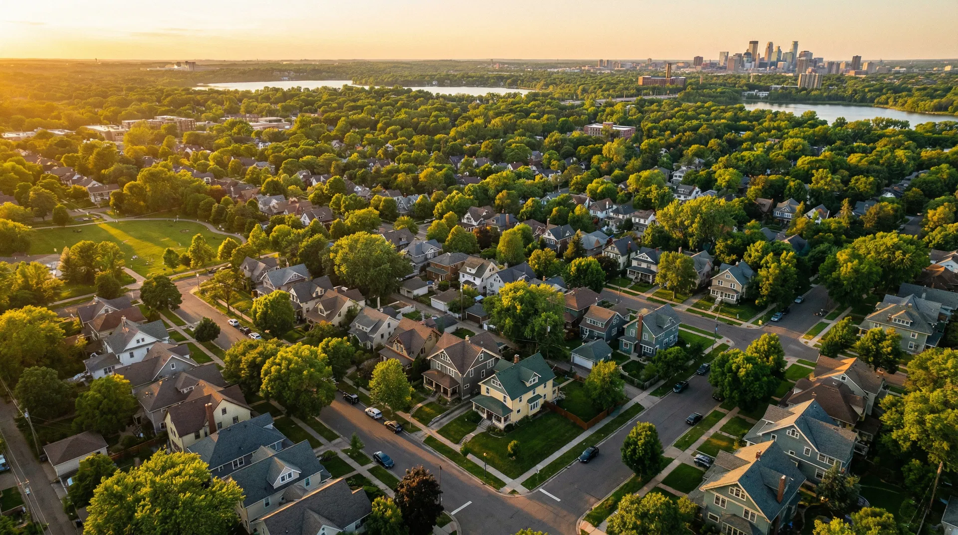 Aerial view of Twin Cities neighborhood