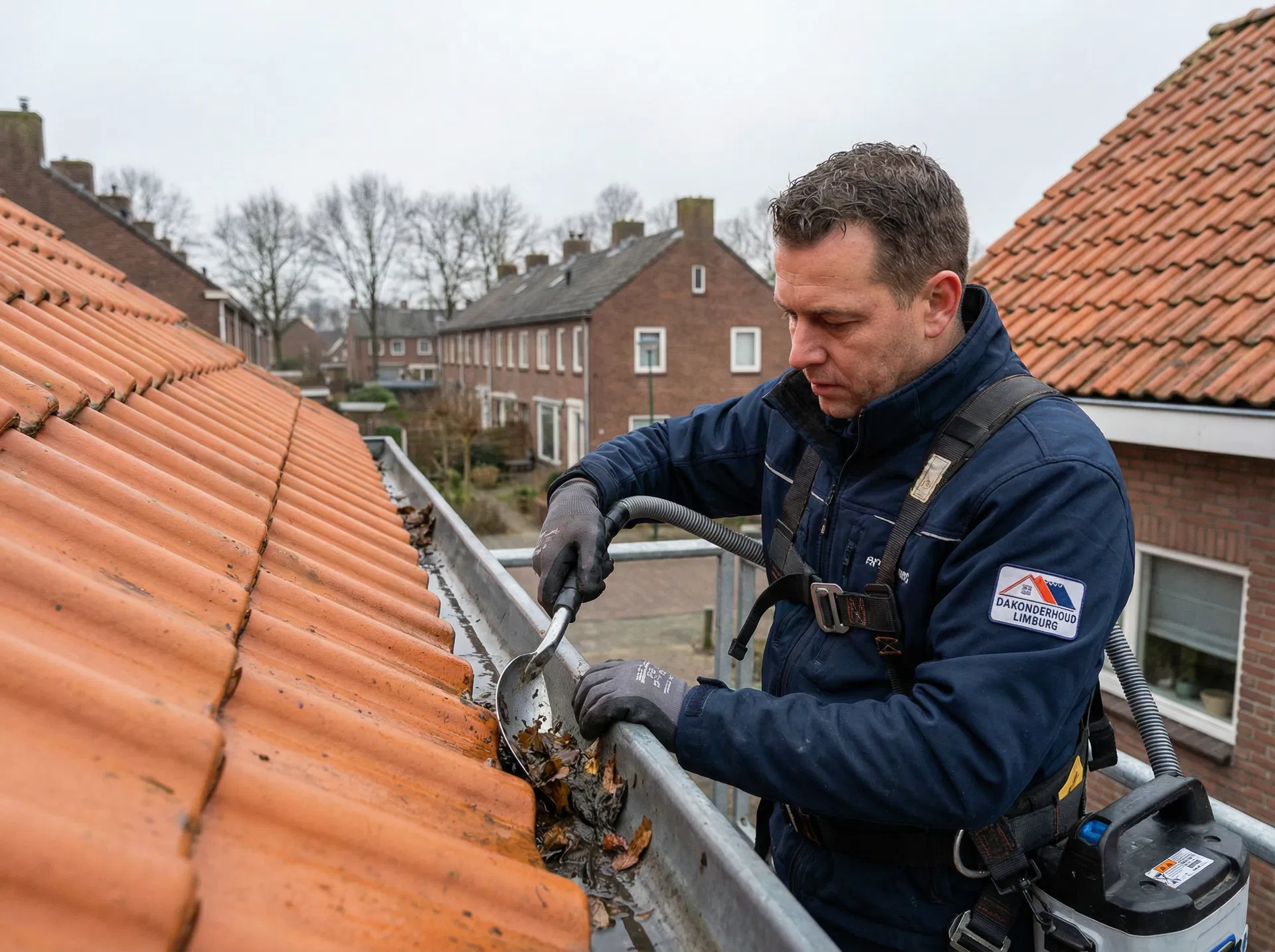 Professionele dakgootspecialist aan het werk in Limburg
