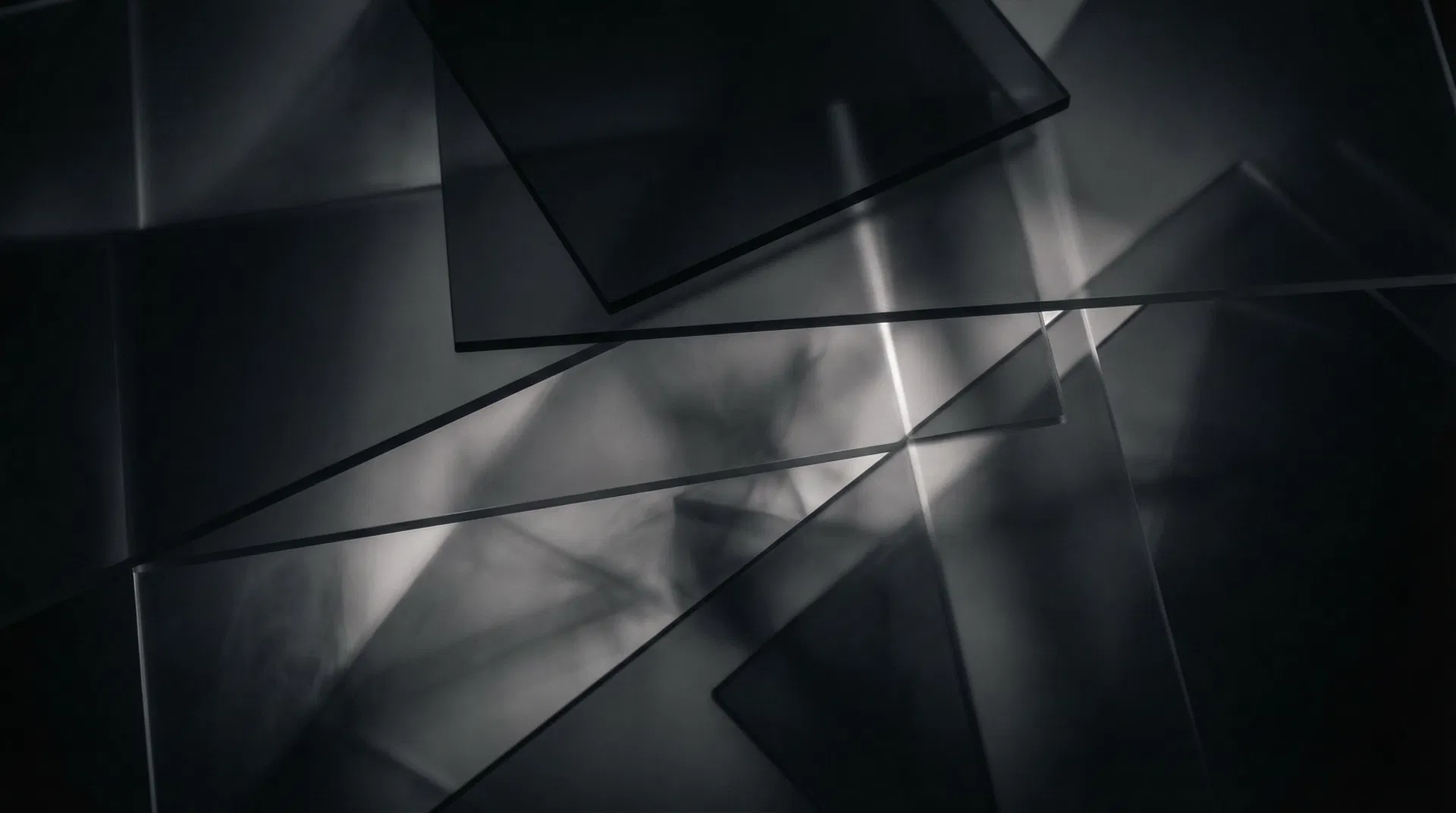 Overlapping dark geometric planes representing structured partnership tiers and premium offer architecture