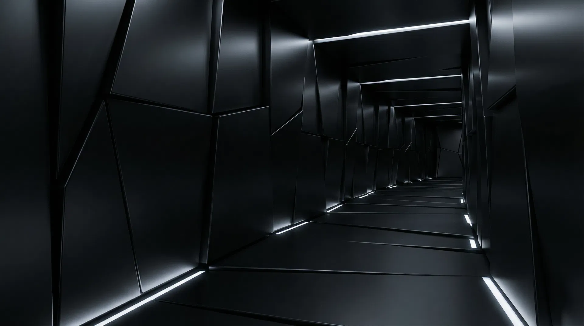 Dark corridor with dramatic lighting illustrating precision execution and strategic process flow