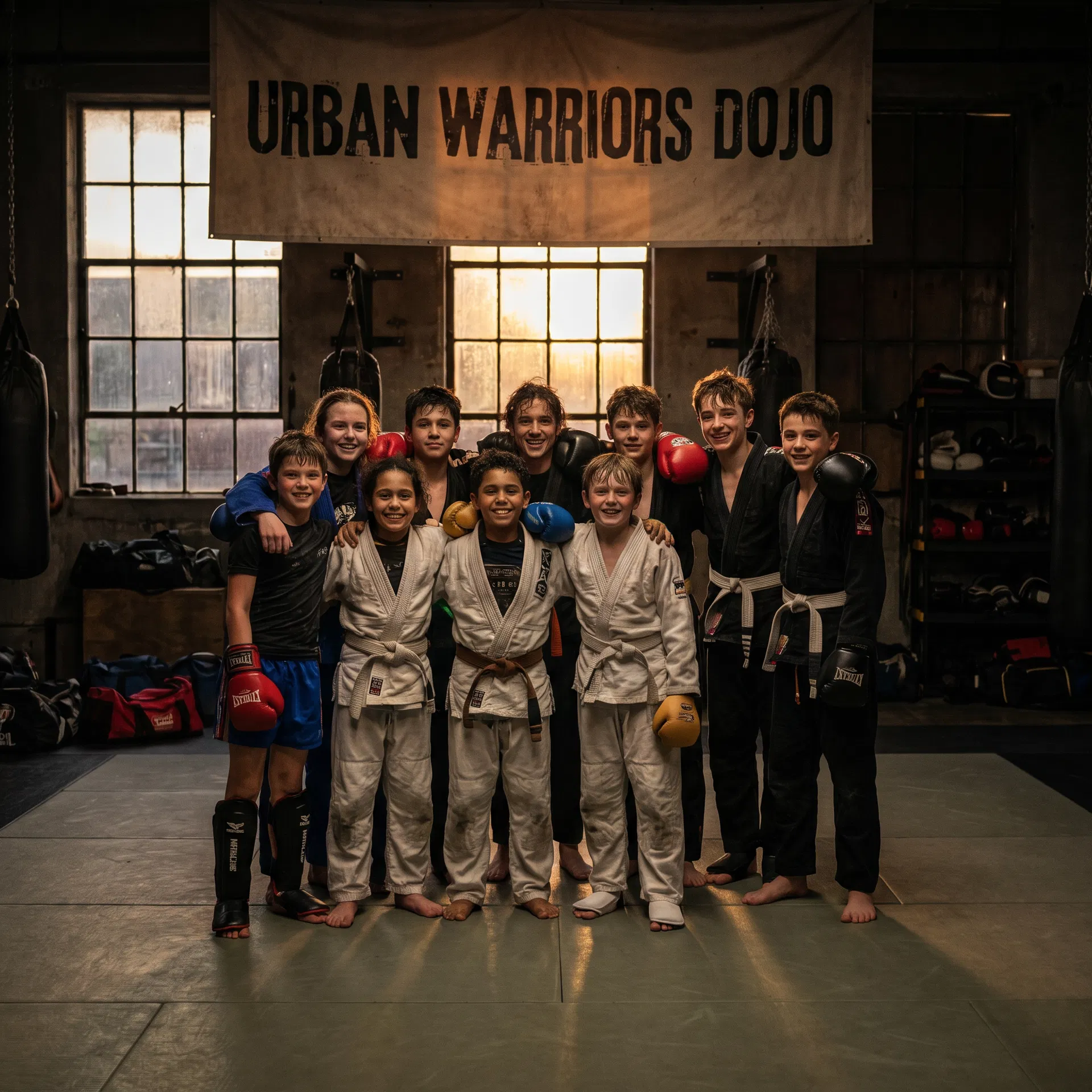 Gruppfoto barn kampsport Nexus Bromma