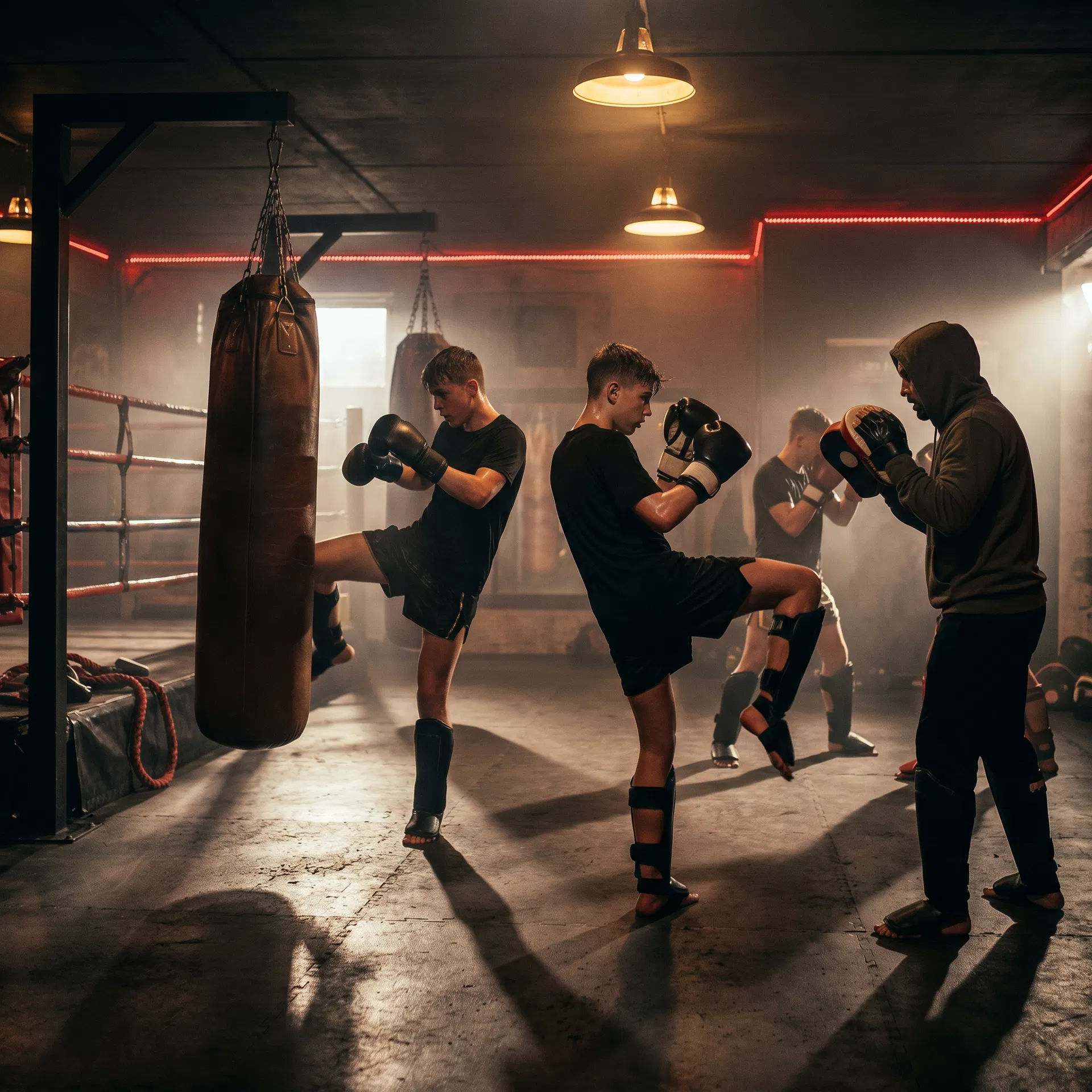 Ungdomar Muay Thai-träning i Bromma