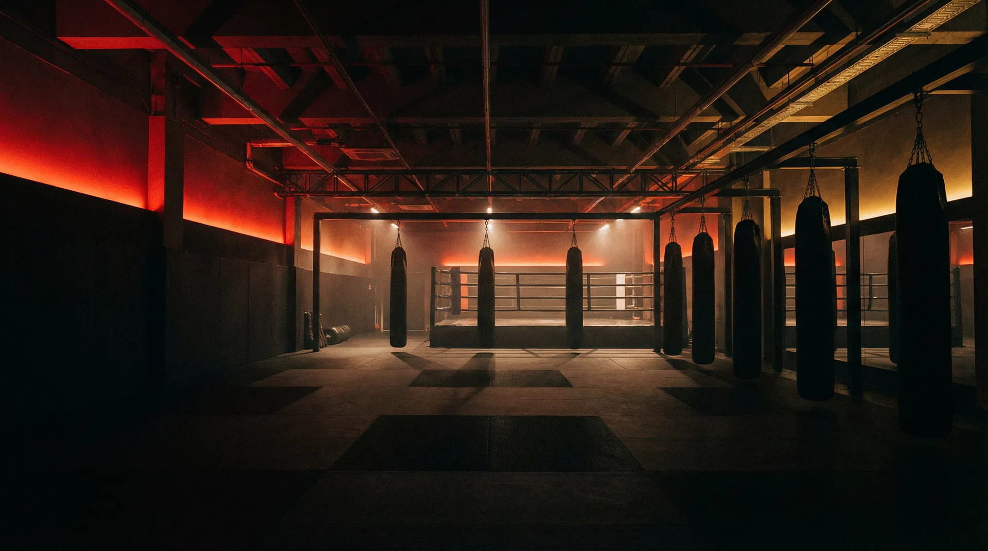 Nexus Stockholm kampsportsgym interiör med träningsytor i Alvik Bromma