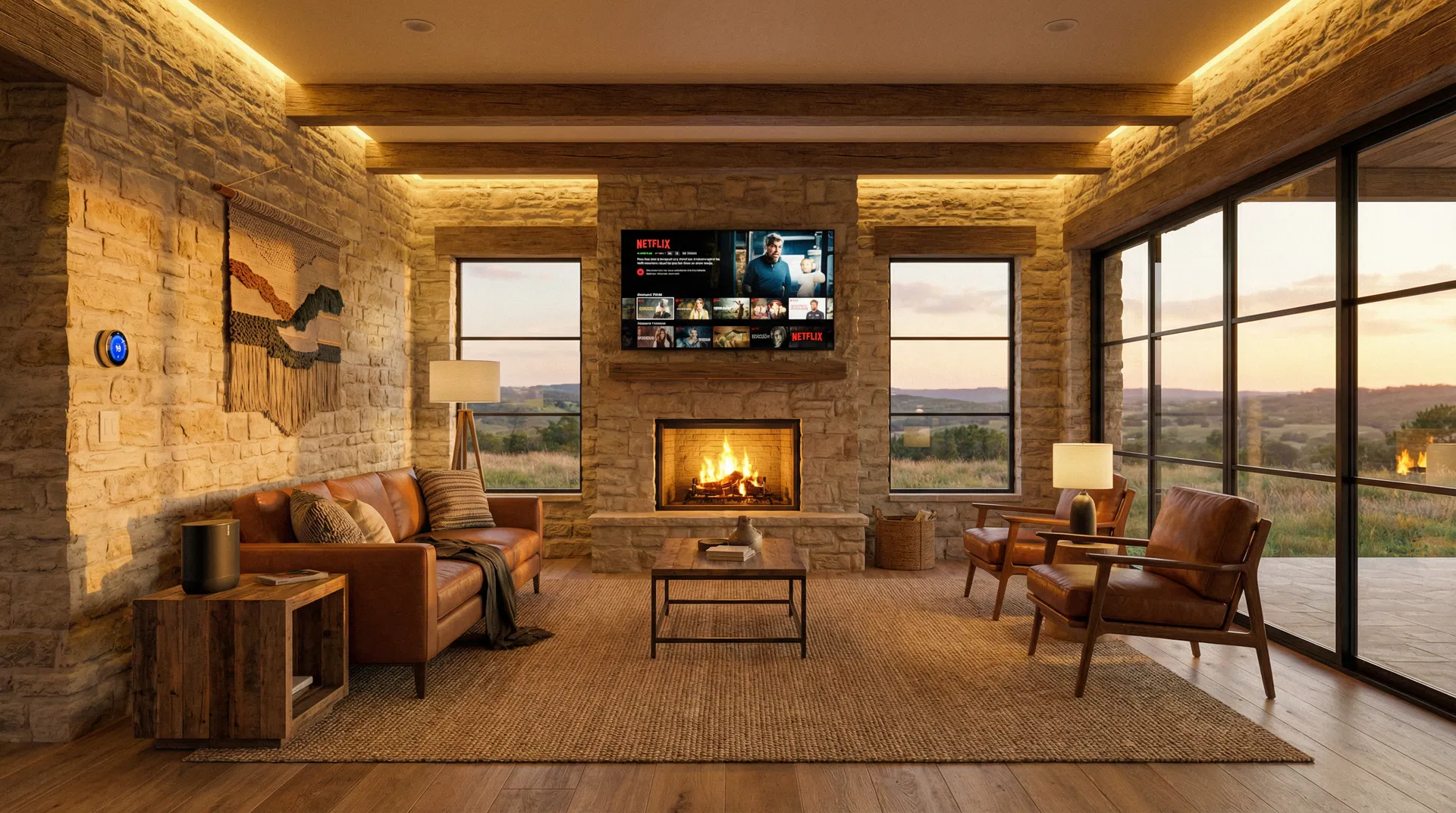 Beautiful Texas Hill Country smart home living room