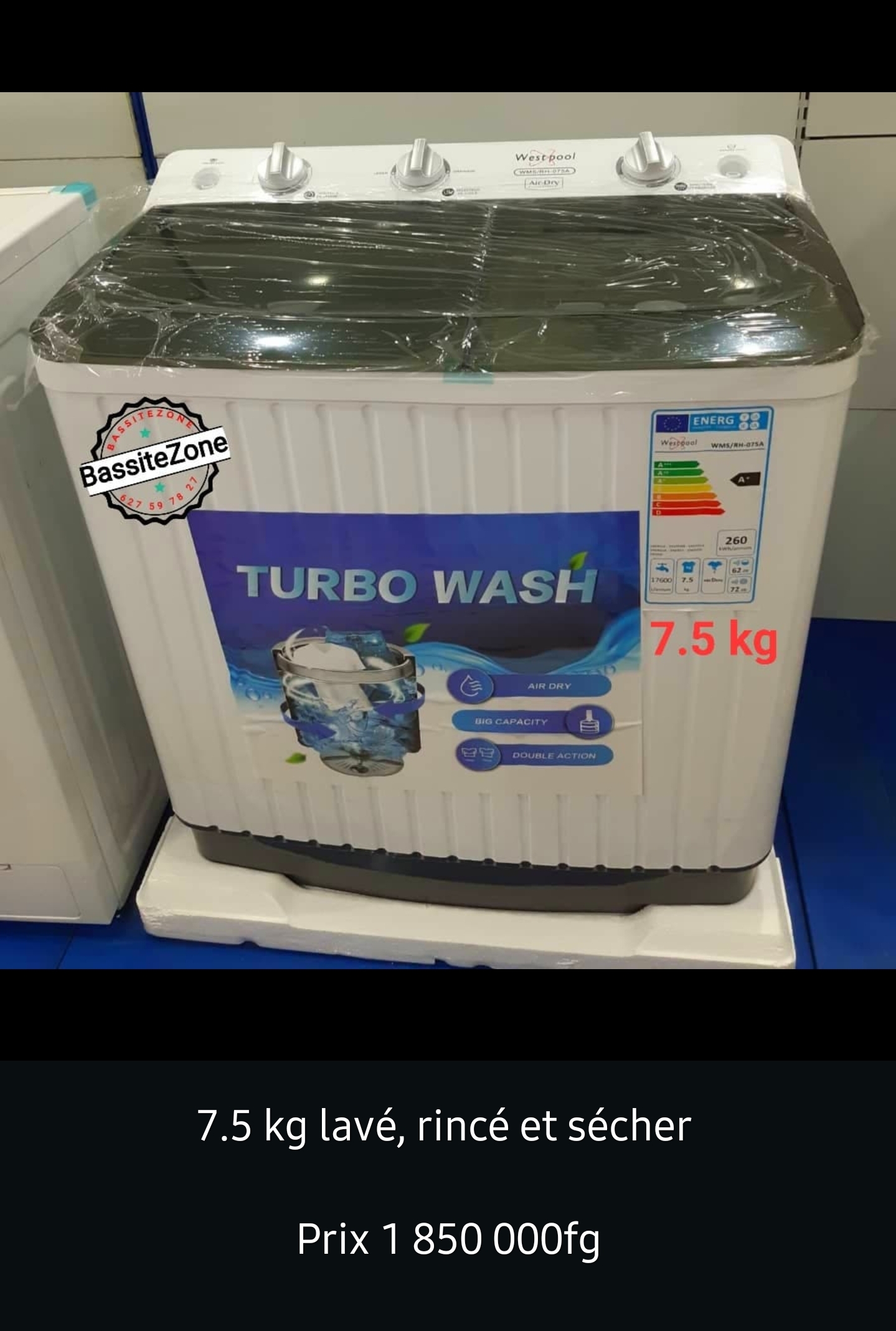 Lave-Linge Semi-Automatique 7.5 kg