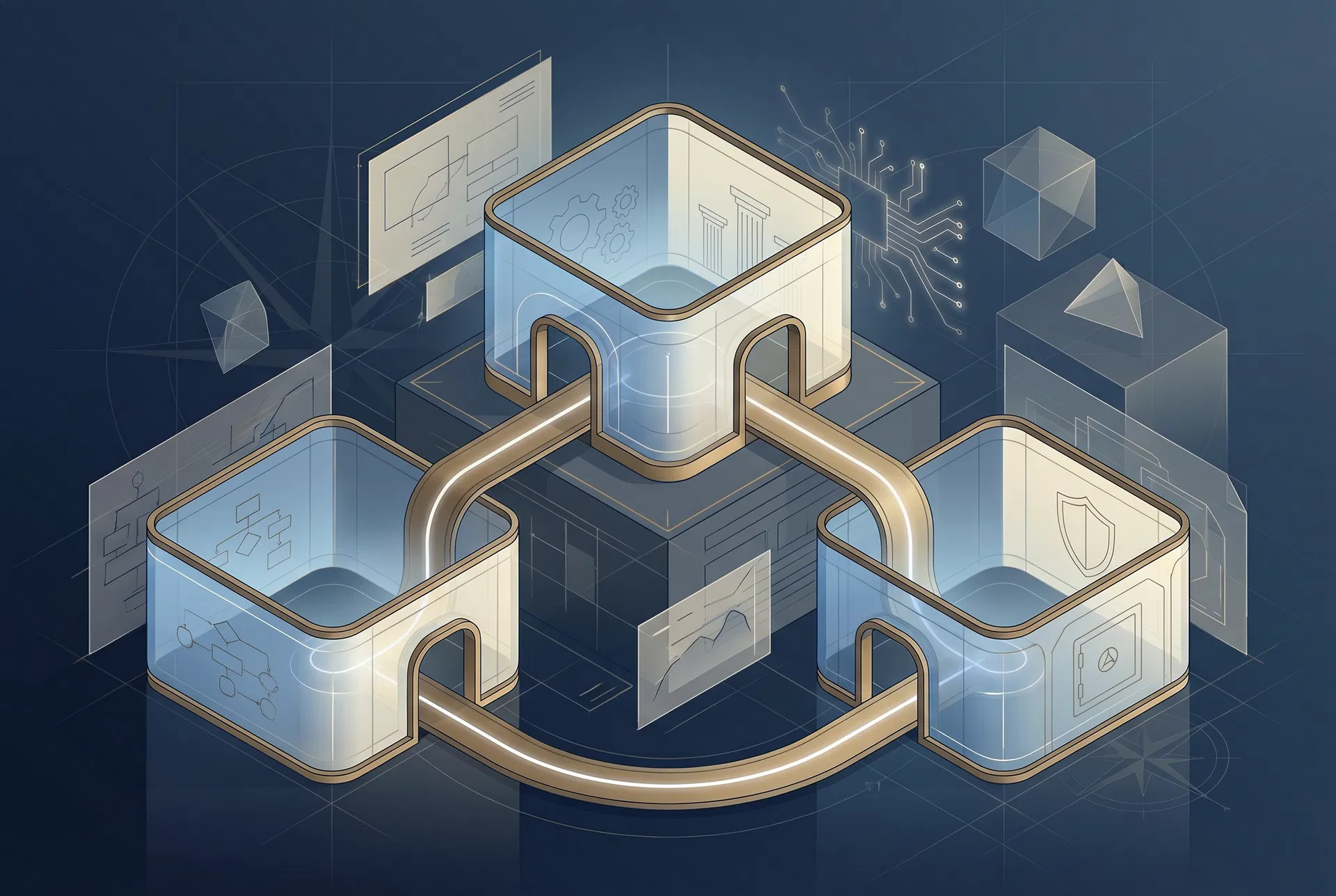 Abstract illustration of the three-entity Digital Fortress model